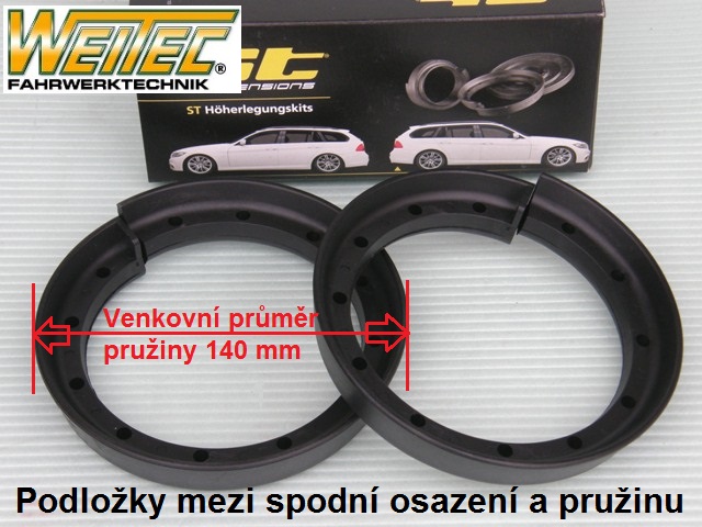 Zvyšující a zvyšovací podložky VW Golf IV 4x4 HB, Combi - přední náprava +15mm
