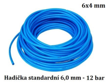 Hadička PU 6 mm - tlaková (12 bar) - modrá 