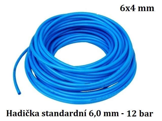 Hadička PU 6 mm - tlaková (12 bar) - modrá 