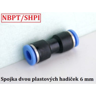 Rovná spojka plast na 2x hadičku 6 mm