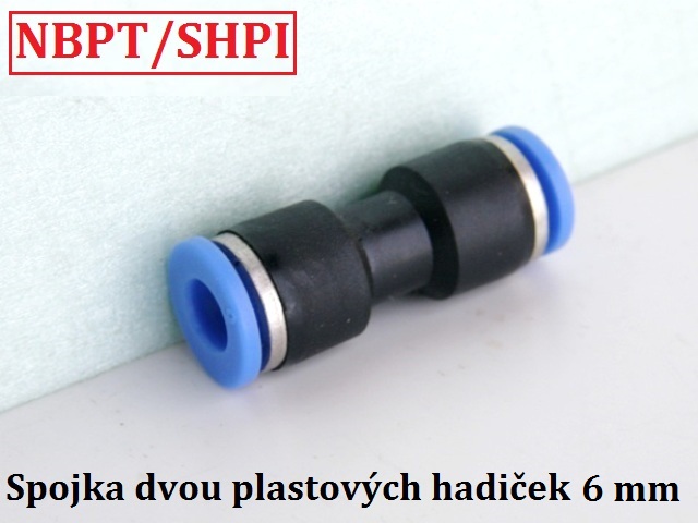 Rovná spojka plast na 2x hadičku 6 mm