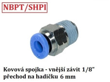 Připojovací redukce s vnějším závitem R 1/8'' na hadičku 6 mm
