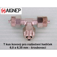 T spojka, odbočka kov na hadice 6,0 mm