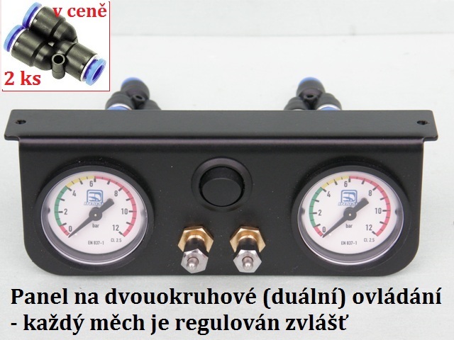 Manometry s držákem dvouokruhové - včetně tlačítka kompresoru