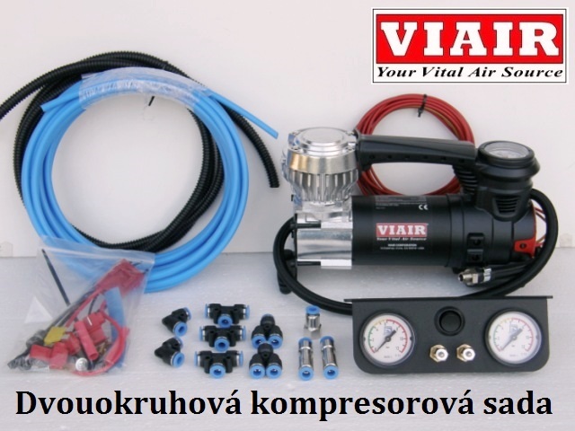 Kompresorová sada ovládání měchů - ZESÍLENÁ - celokovový kompresor VIAIR 84 - dvouokruhová