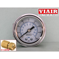 Manometr zástavný bílý VIAIR 41 mm - kontrola tlaku 0 až 11 bar