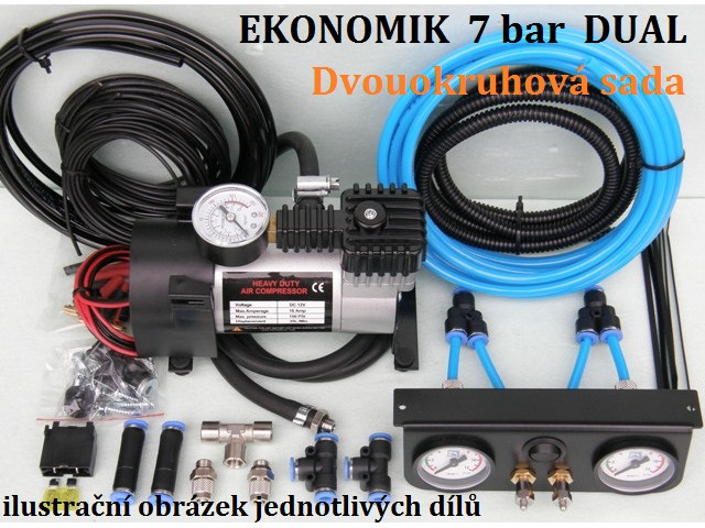 Kompresorová sada ovládání měchů - ZÁKLADNÍ - EKONOMIK - dvouokruhová