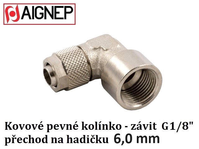 Rohová spojka, kov na hadici 6,0 mm a závit G 1/8''
