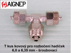 T spojka, odbočka kov na hadice 1/4'' (6,35 mm)
