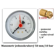 Manometr zástavný 50 mm - kontrola tlaku 0 až 10 bar