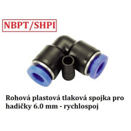 Rohová spojka plast na 2x hadičku 6 mm