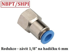 Připojovací redukce s vnitřním závitem G 1/8'' na hadičku 6 mm