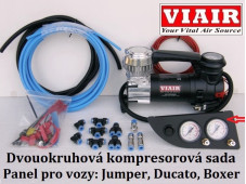Kompresorová sada ovládání měchů - ZESÍLENÁ - celokovový kompresor VIAIR 84 - dvouokruhová - Jumper, Ducato, Boxer
