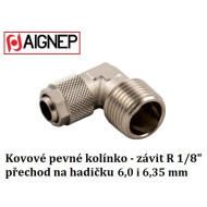 Připojovací pevné kolínko, závit R 1/8'' na hadičku 6 mm, 6,35 mm