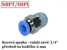 Připojovací redukce s vnějším závitem R 1/4'' na hadičku 6 mm