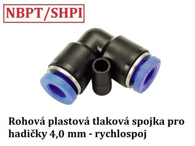 Rohová spojka plast na 2x hadičku 4 mm