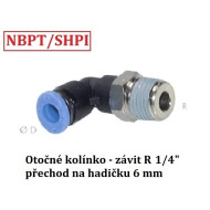 Připojovací otočné kolínko, závit R 1/4'' na hadičku 6 mm