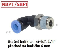 Připojovací otočné kolínko, závit R 1/4'' na hadičku 6 mm