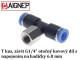 T spojka, odbočka PU s osazením G 1/4" nahadičku 6 mm